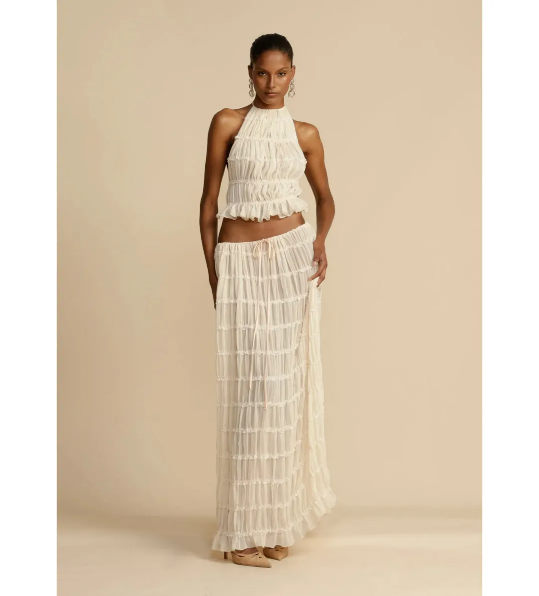Arcina Ori Juliette Halter and Skirt Set Cream Size Small / AU 8 for rent on The Volte - main image