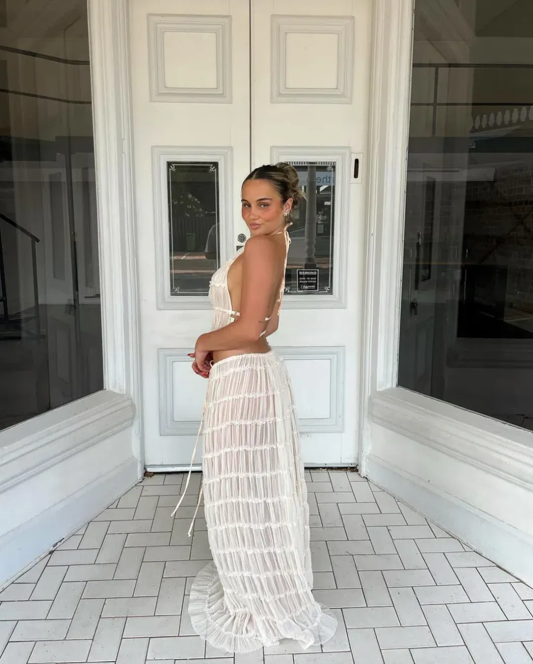 Arcina Ori Juliette Halter and Skirt Set Cream Size Small / AU 8 for rent on The Volte - main image