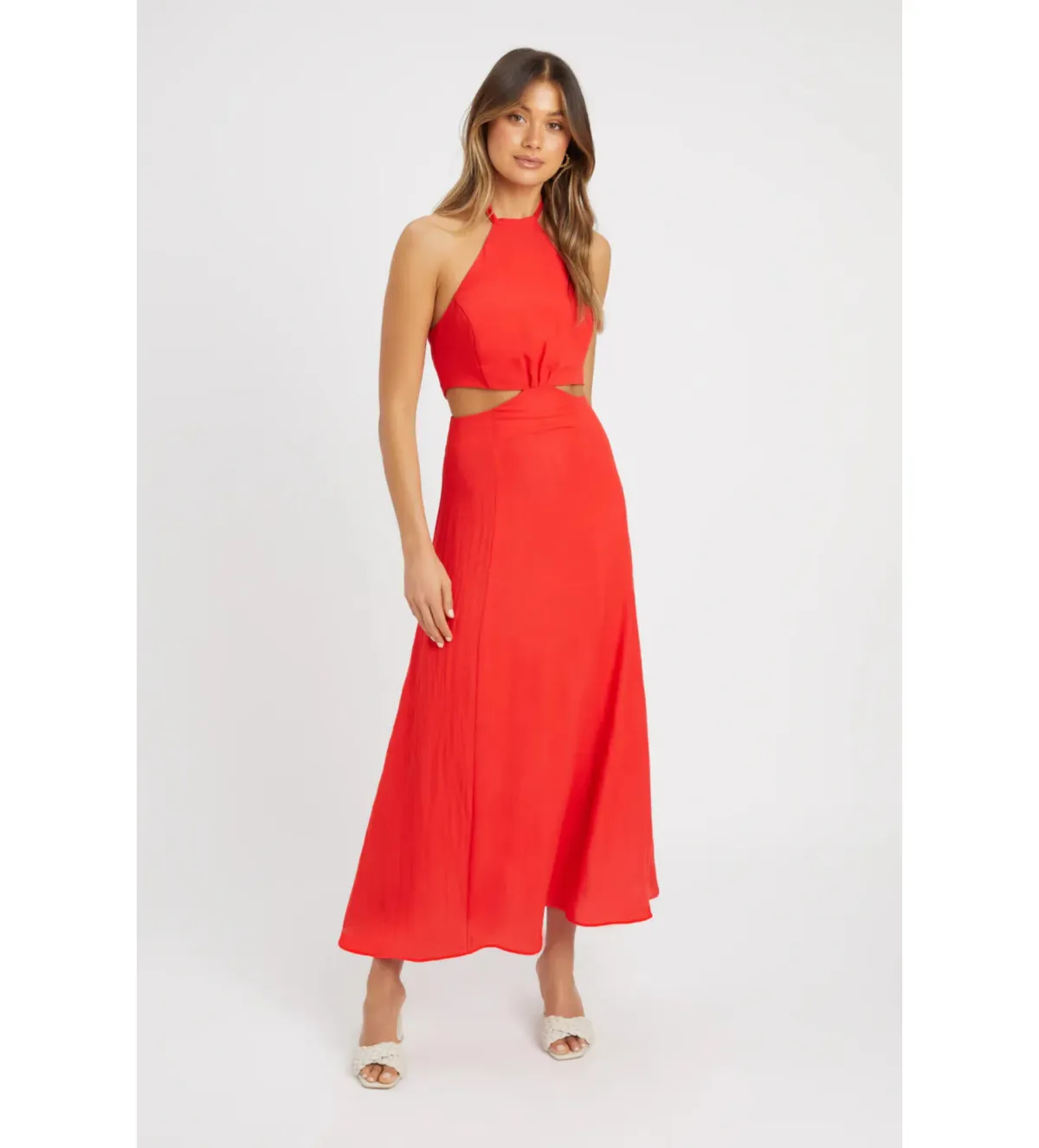 Kookai  Hayman Cut Out Midi Dress Red Size AU 8 - Image 1