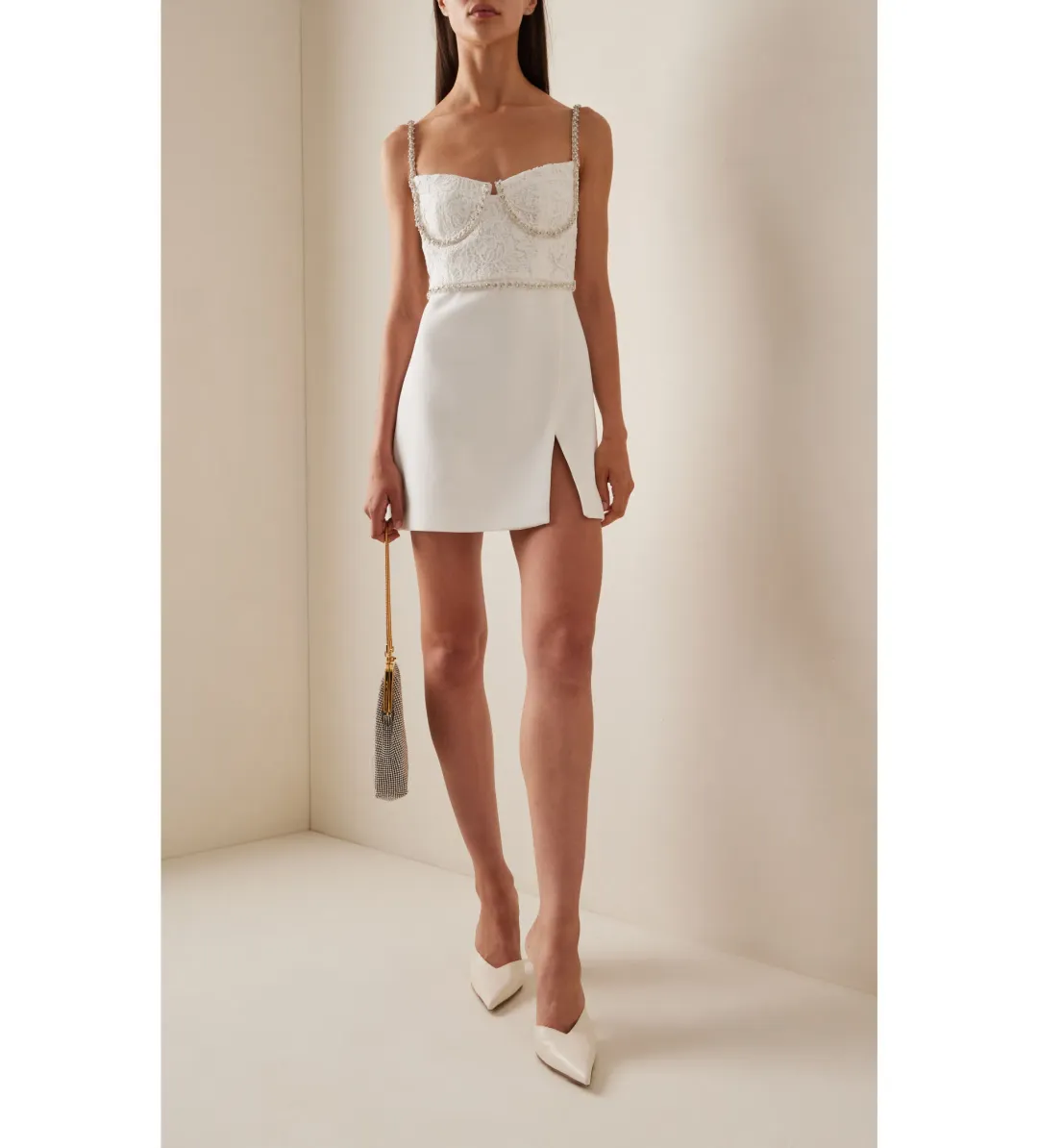 Self Portrait Cord Lace Mini Dress White Size UK 8 / AU 8 for rent on The Volte - main image