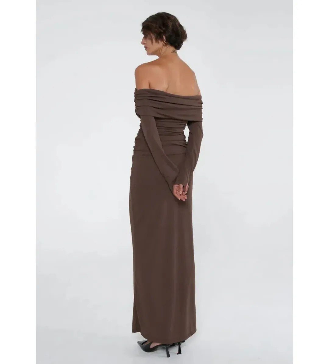 Benni Lorena Maxi Dress Ash Brown Size S / AU 8  for rent on The Volte - main image