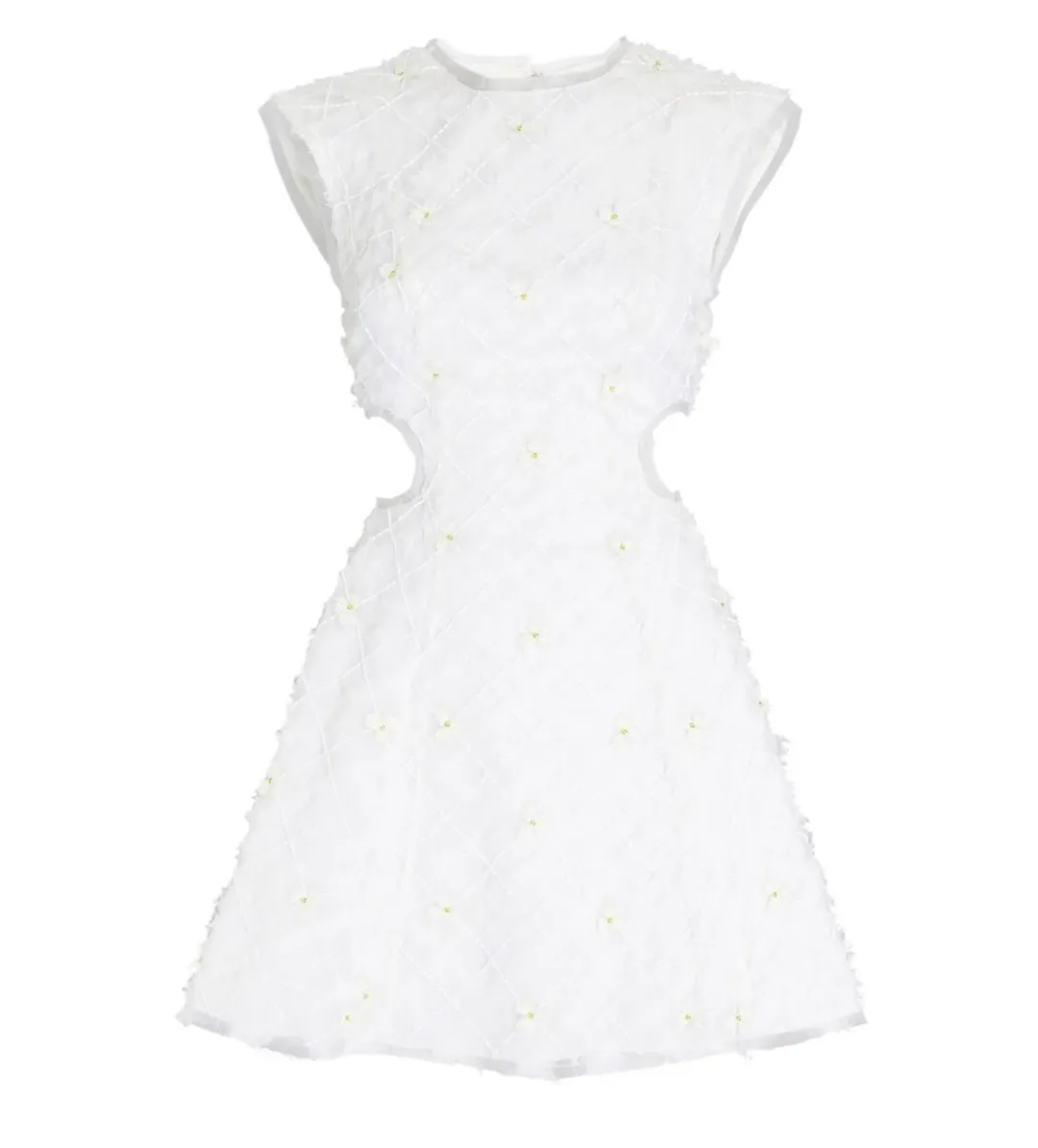 Aje Mirage Organza Cut Out Mini Dress in Ivory Size AU 8 for rent on The Volte - main image