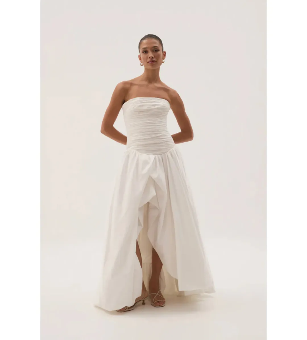 Aje Violette Bubble Hem Maxi Dress Ivory Size AU 12 for rent on The Volte - main image