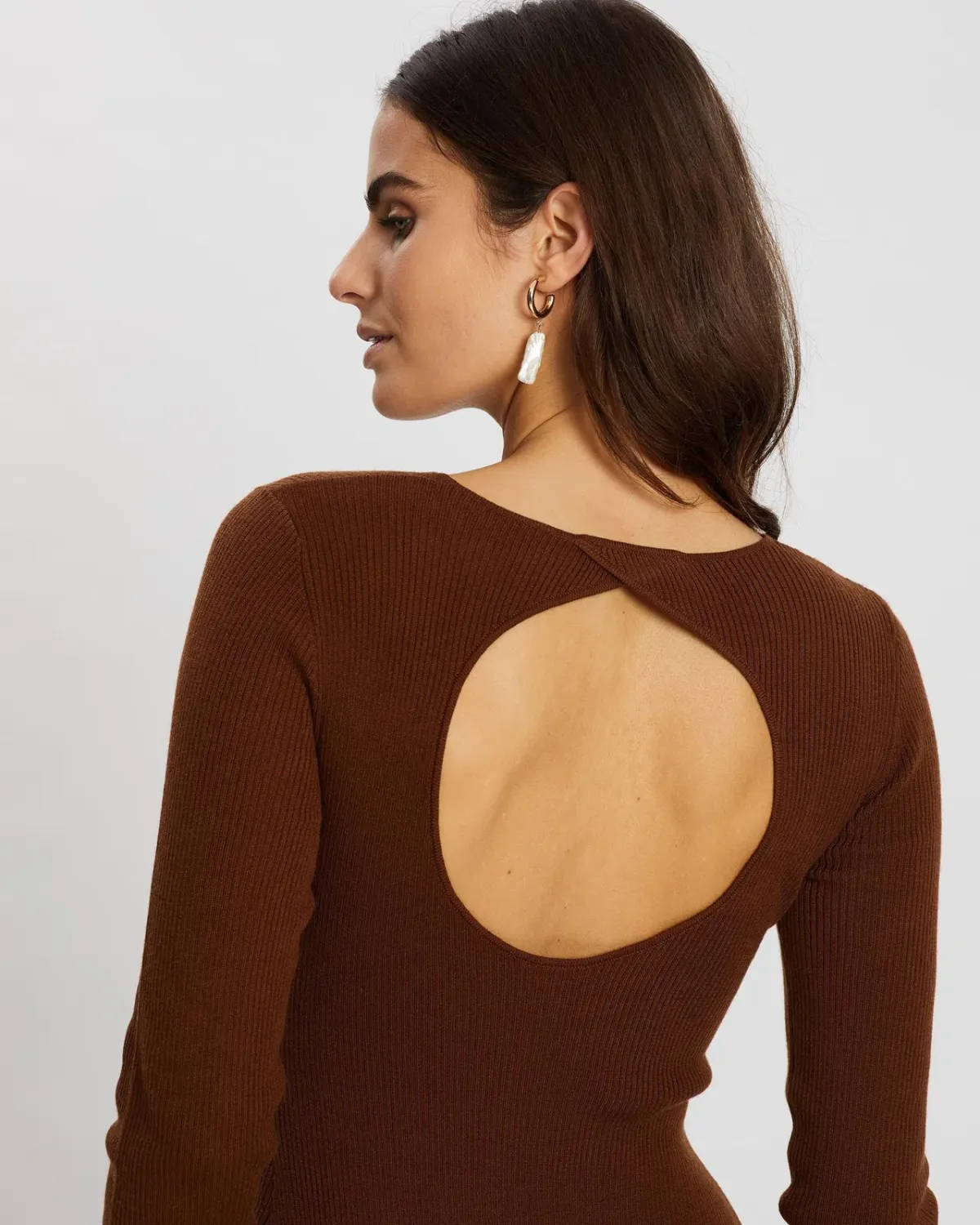 Bec & Bridge Freya Long Sleeve Knit Midi Dress Copper Size 6 - Image 3