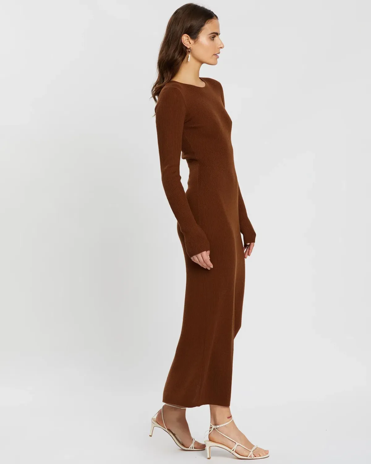 Bec & Bridge Freya Long Sleeve Knit Midi Dress Copper Size 6 - Image 2