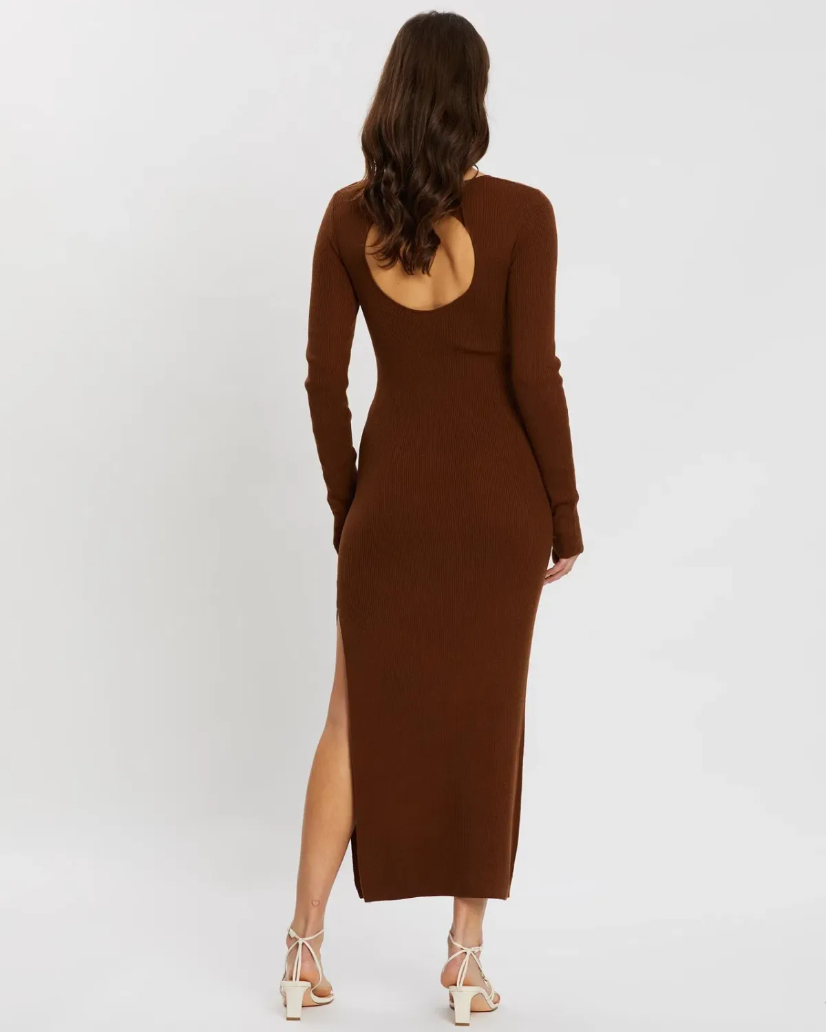 Bec & Bridge Freya Long Sleeve Knit Midi Dress Copper Size 6 - Image 4