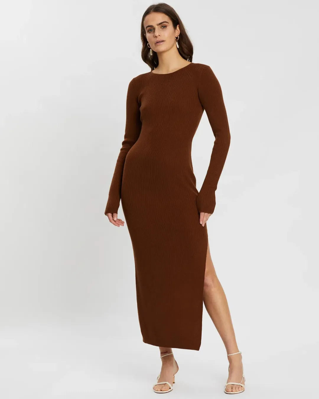 Bec & Bridge Freya Long Sleeve Knit Midi Dress Copper Size 6 for rent on The Volte - main image