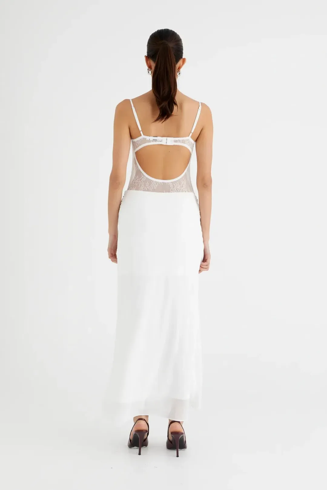 Benni Gabriel Maxi Dress White Lace Size 8 for rent on The Volte - main image
