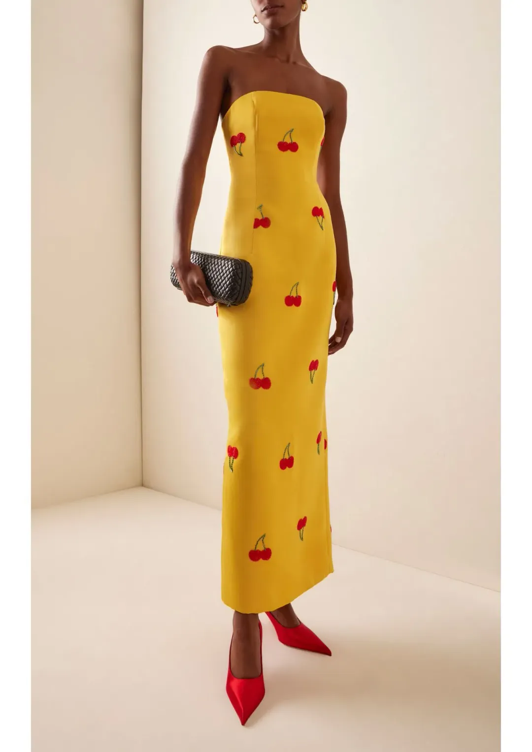 Leo Lin Rayna Embellished Bustier Maxi Dress Cherry Beading Size 8 for rent on The Volte - main image