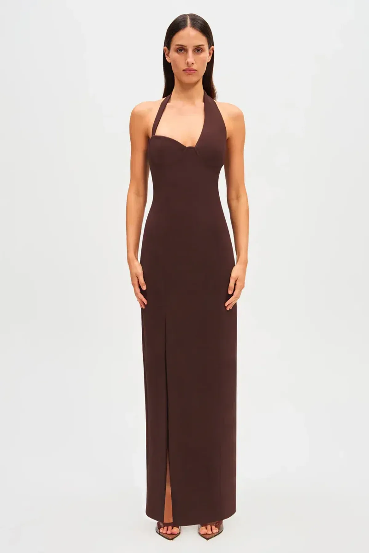 Misha Amora Crepe Maxi Dress Brown Size 10/M - Image 2