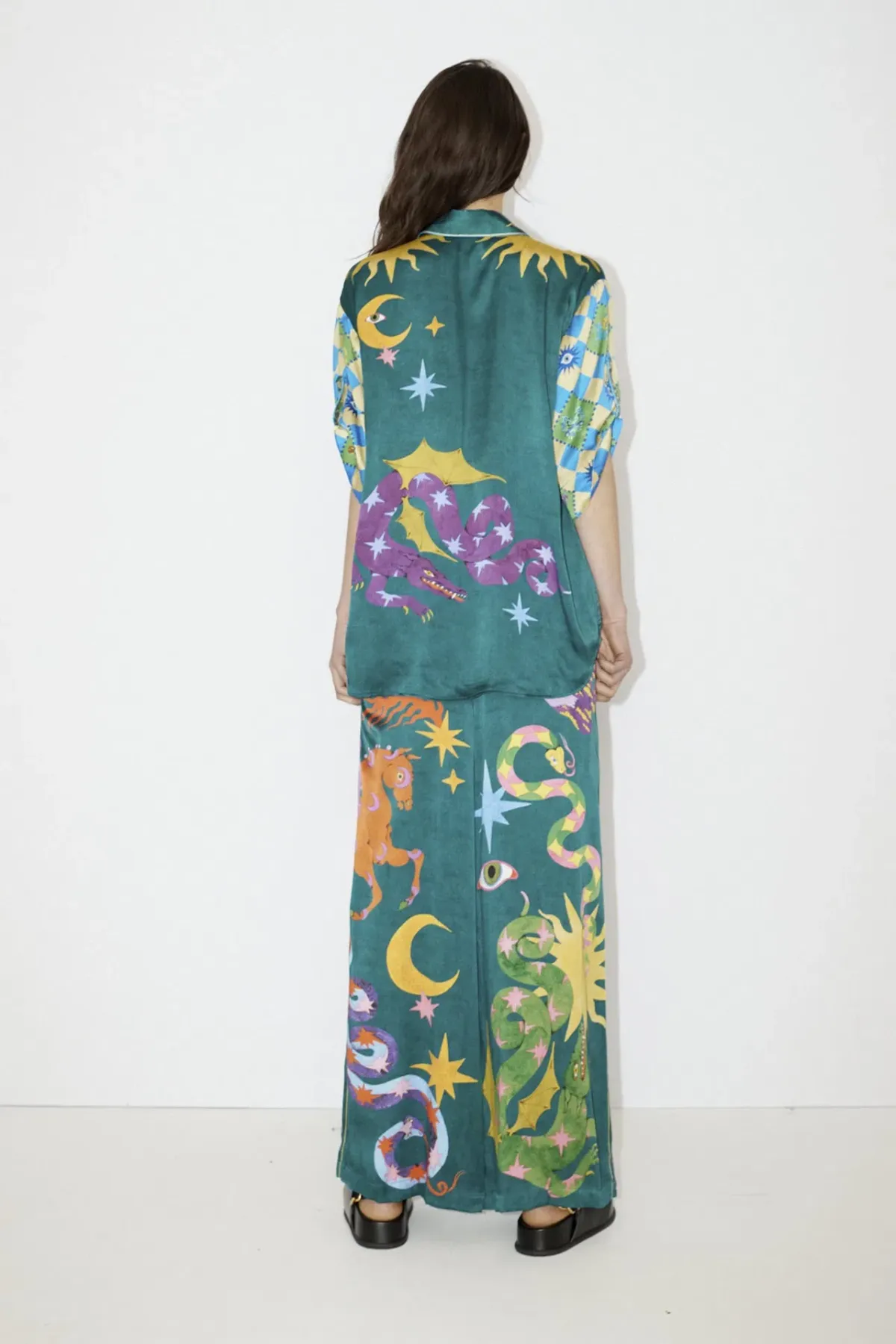 Alemais Guardian Shirt Size 12 and Pants Size 14 Set Green/Print - Image 3