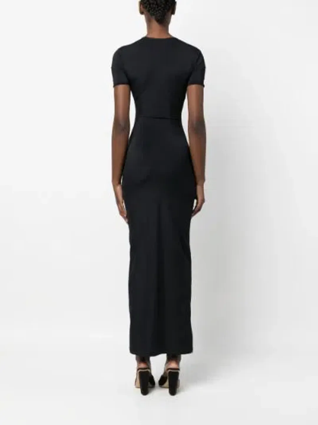 Christopher Esber Pierced Orbit Short Sleeve Midi Dress Black Size 14 for rent on The Volte - main image