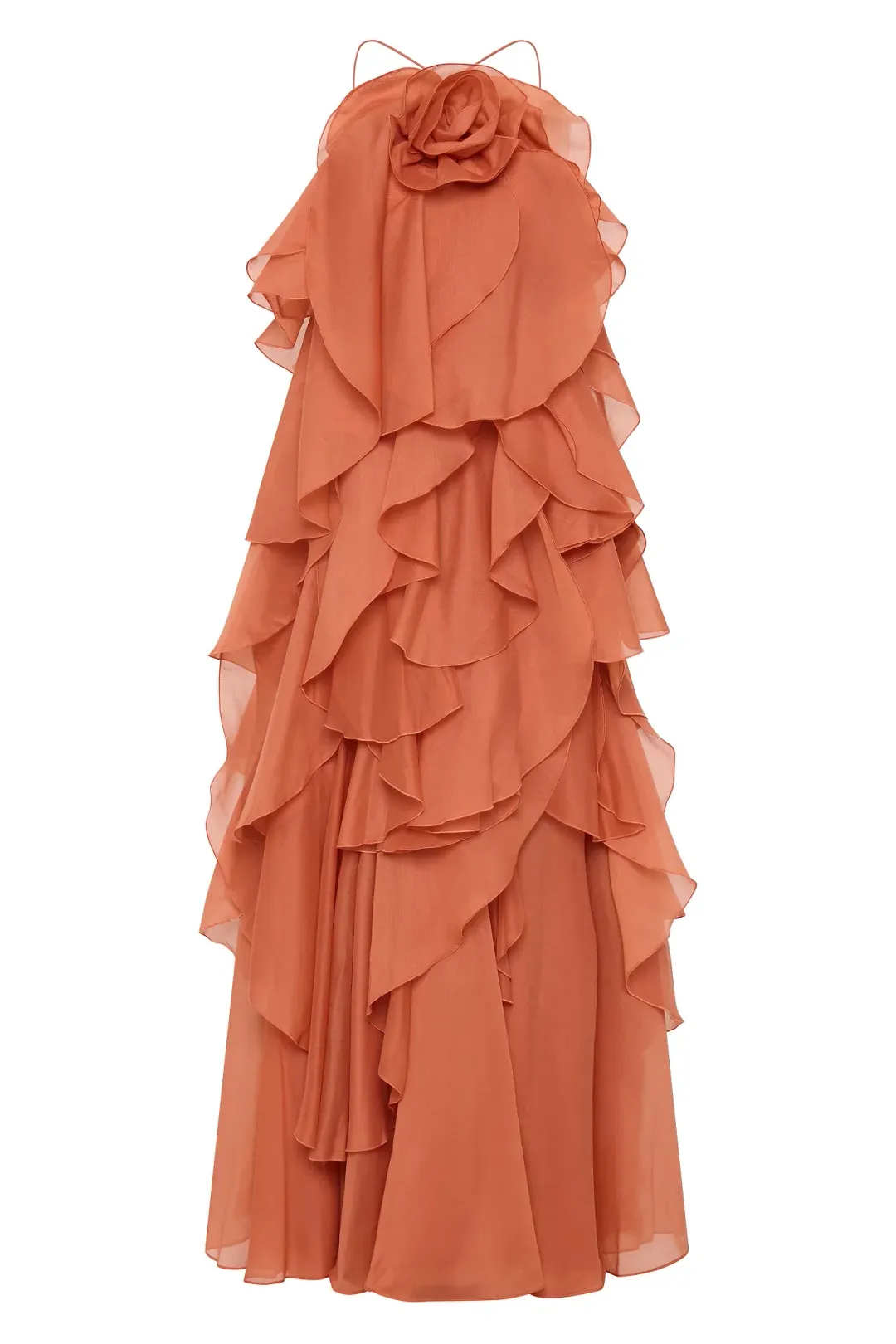Aje Pandorea Layered Maxi Dress Coral Clay Size 10 for rent on The Volte - main image