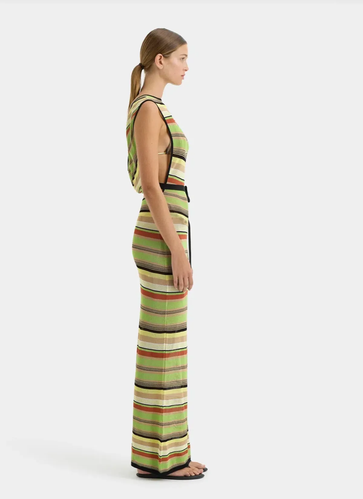 SIR the Label The Coastline Tie Dress in Palm Stripe Size 0 / 6 AUS - Image 4