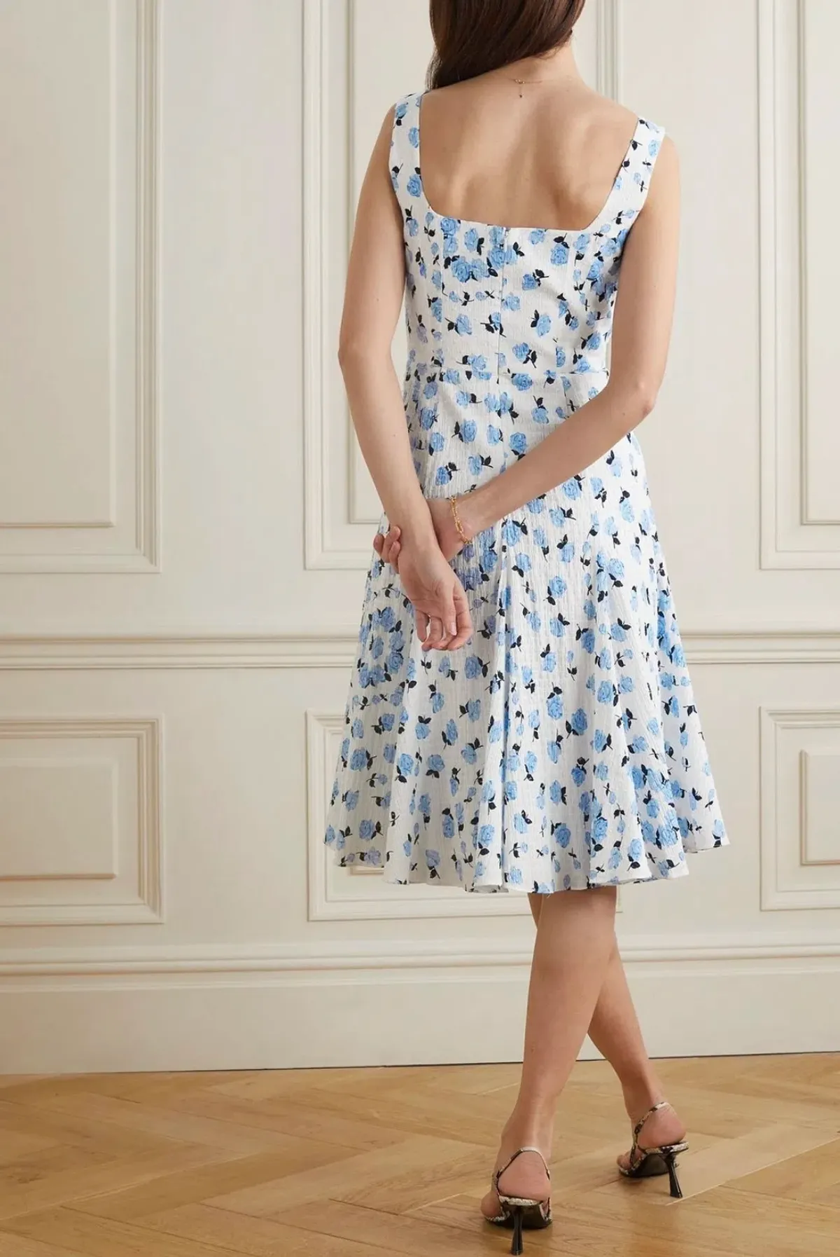 Emilia Wickstead Dena Floral Print Dress Swiss-dot Light Blue  Size AU 12 - Image 3