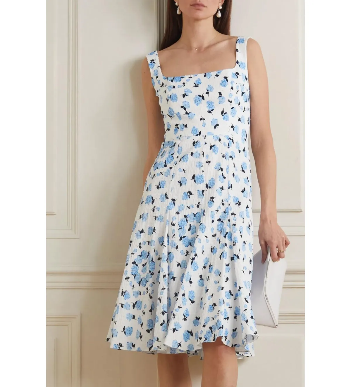 Emilia Wickstead Dena Floral Print Dress Swiss-dot Light Blue  Size AU 12 - Image 1