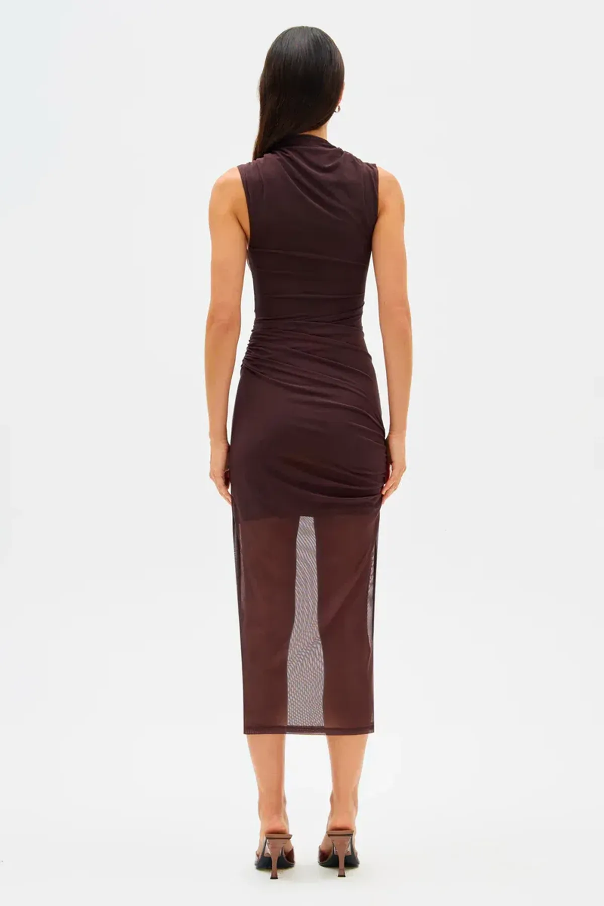 Misha Tillie Mesh Midi Dress Brown Size 8/S - Image 4