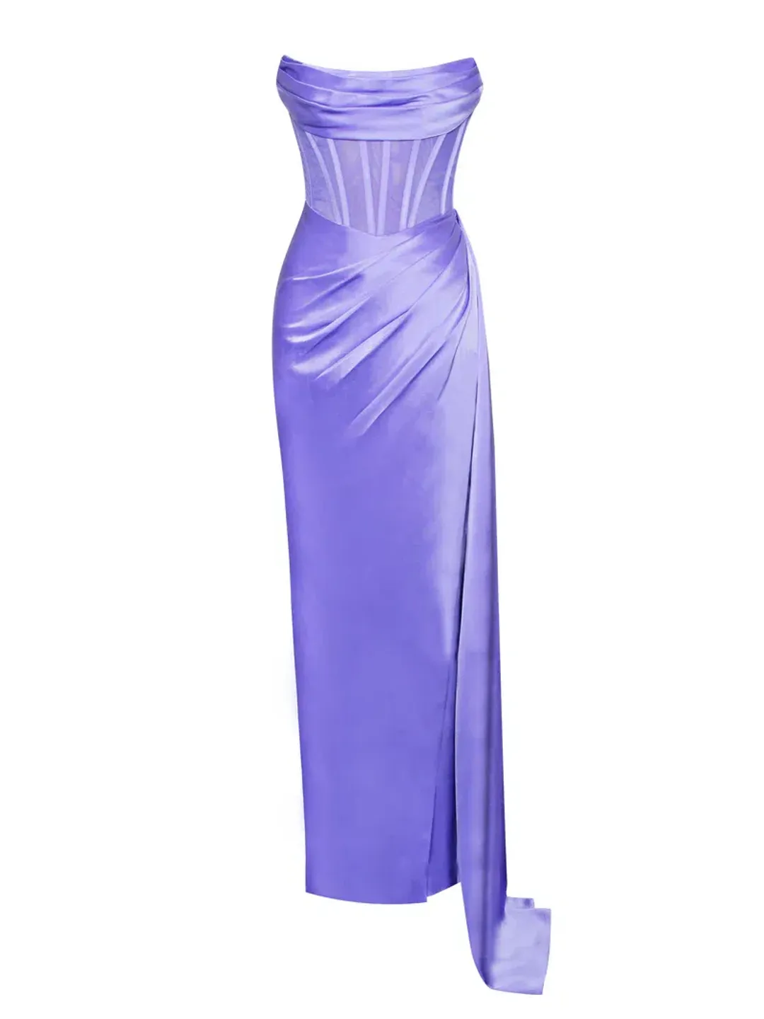Miss Circle Prisa Very Peri High Slit Satin Corset Gown Purple Size 8/S for rent on The Volte - main image