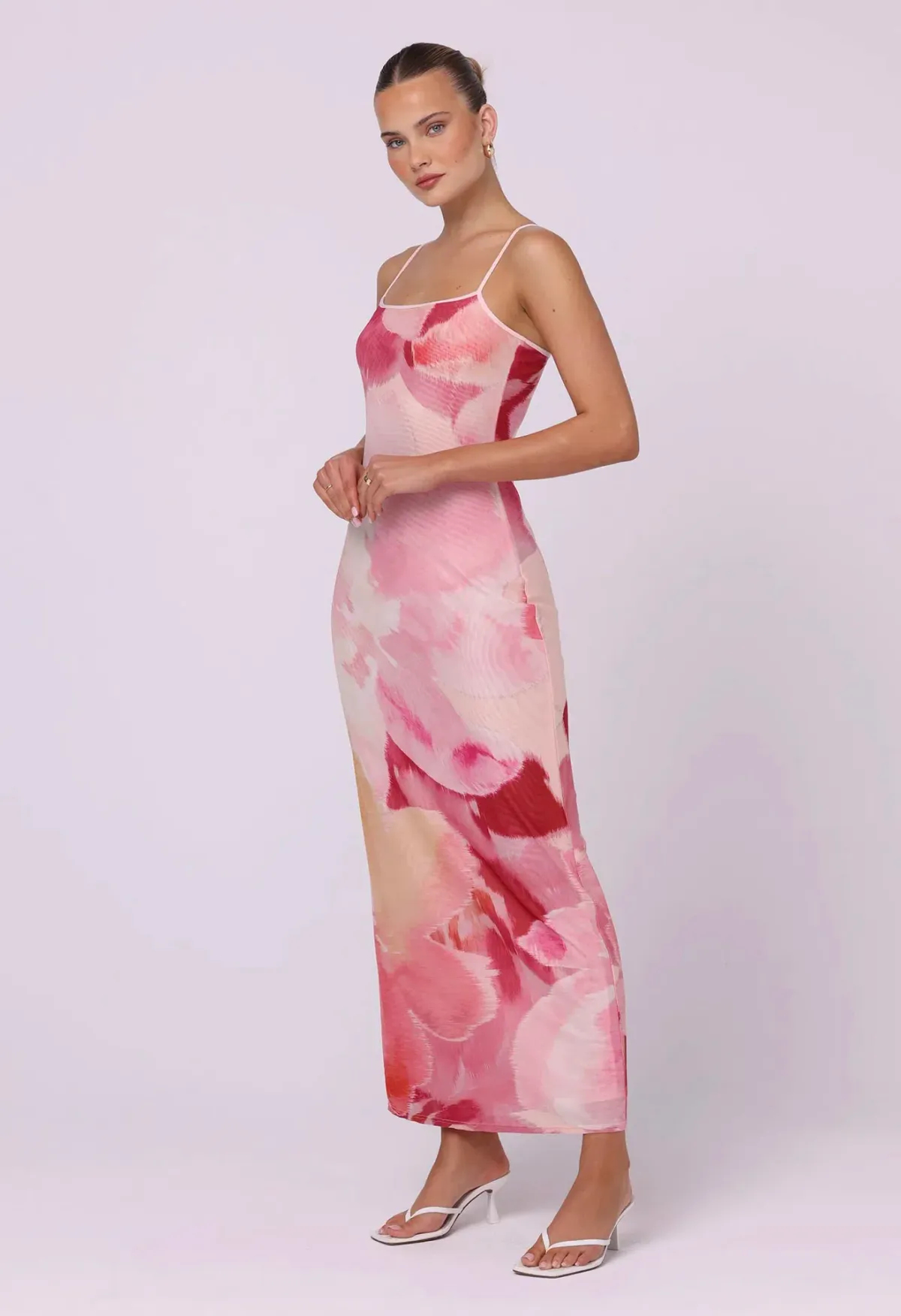 Isabelle Quinn Nora Mesh Maxi Dress Dahlia Floral Size 6 - Image 2