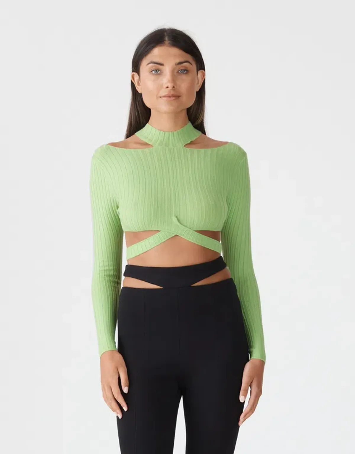 San Sloane Richards Rib Knit Top in Green Size 8 - Image 2