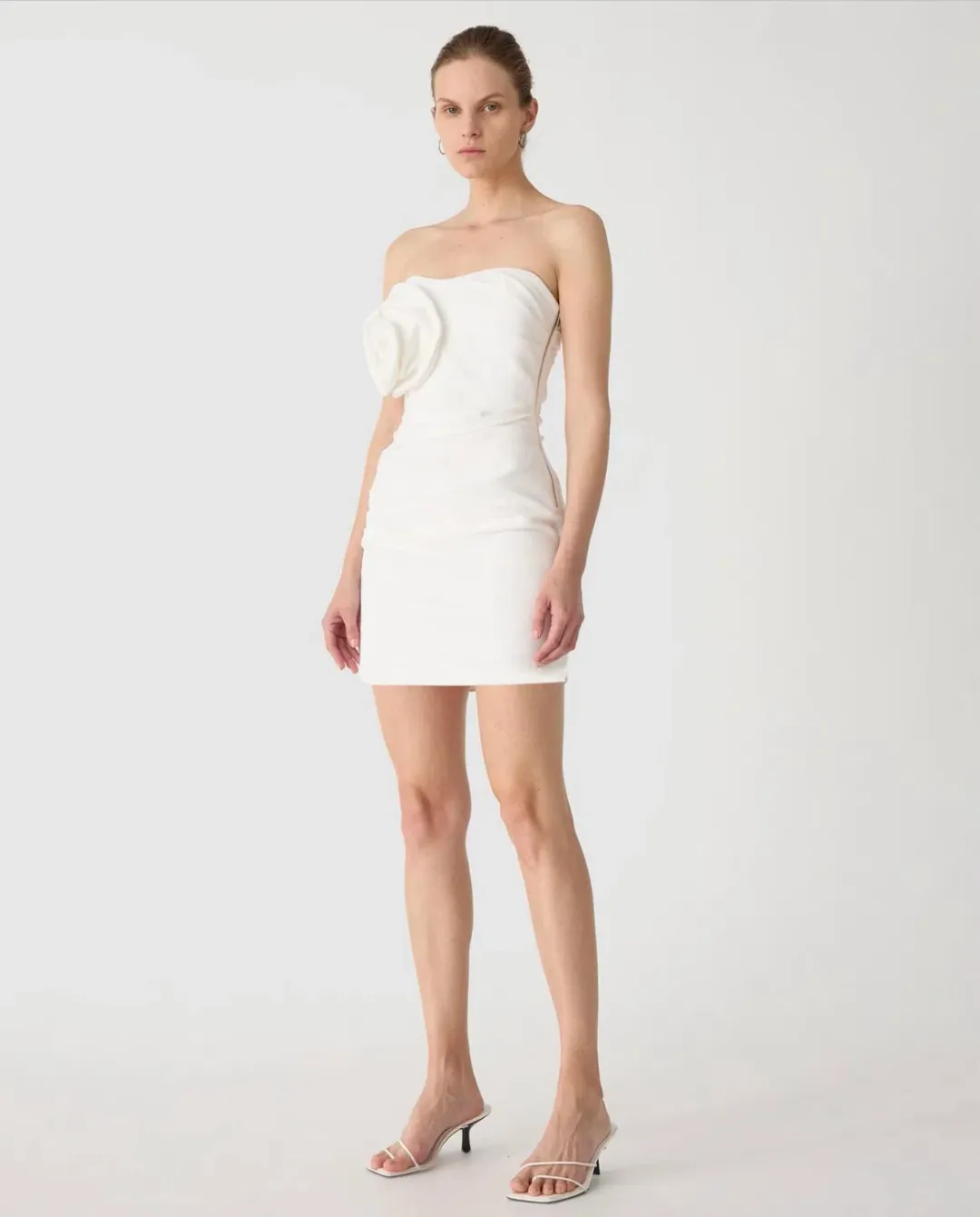 Misha Mercedes Rosette Cotton Sateen Mini Dress White Size S/Au 8 for rent on The Volte - main image