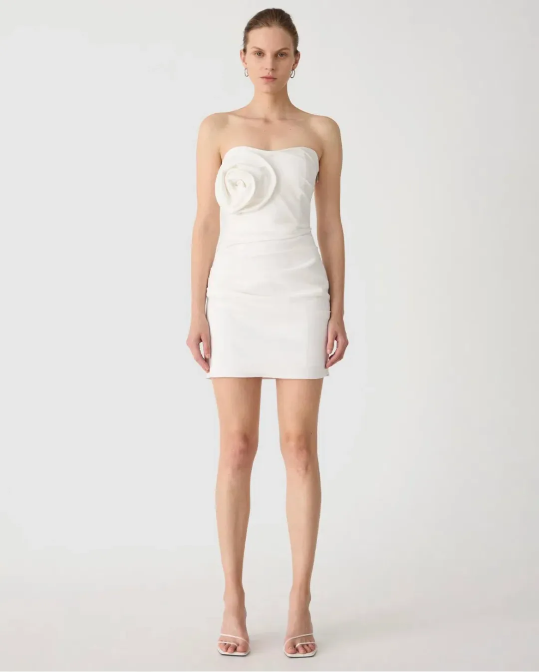 Misha Mercedes Rosette Cotton Sateen Mini Dress White Size S/Au 8 for rent on The Volte - main image