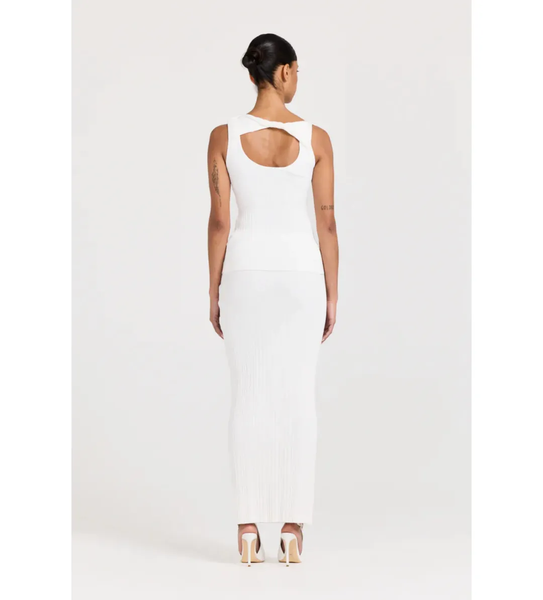 Henne Romee Knit Top and Skirt Set White Size AU 10 for rent on The Volte - main image