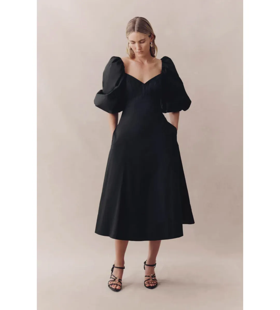 Aje Hester Corsetted Midi Dress Black Size AU 14 for rent on The Volte - main image