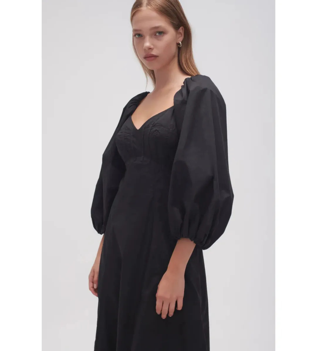Aje Hester Corsetted Midi Dress Black Size AU 14 for rent on The Volte - main image