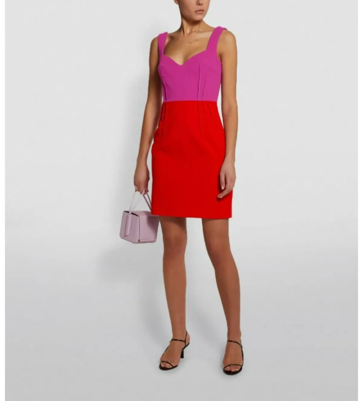 Emilia Wickstead Jude Two-tone Crepe Mini Dress Magenta/Bright Orange Size AU 10 - Image 1