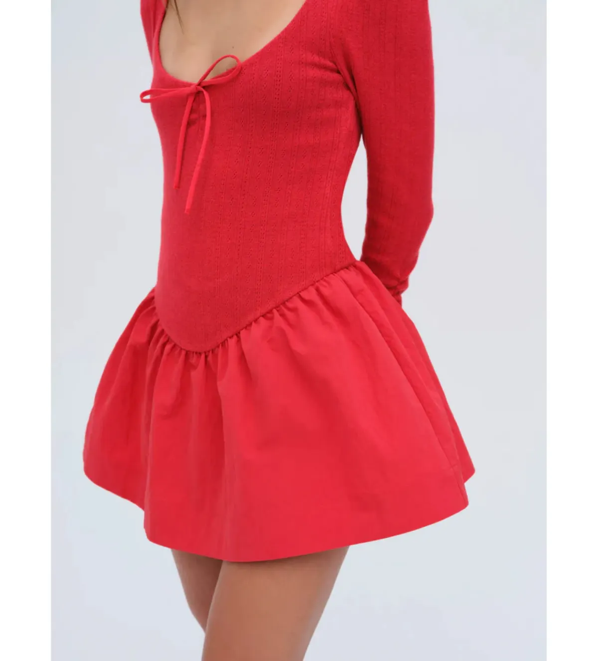 For Love and Lemons Pointelle Mini Dress Red Size S / AU 8 - Image 2