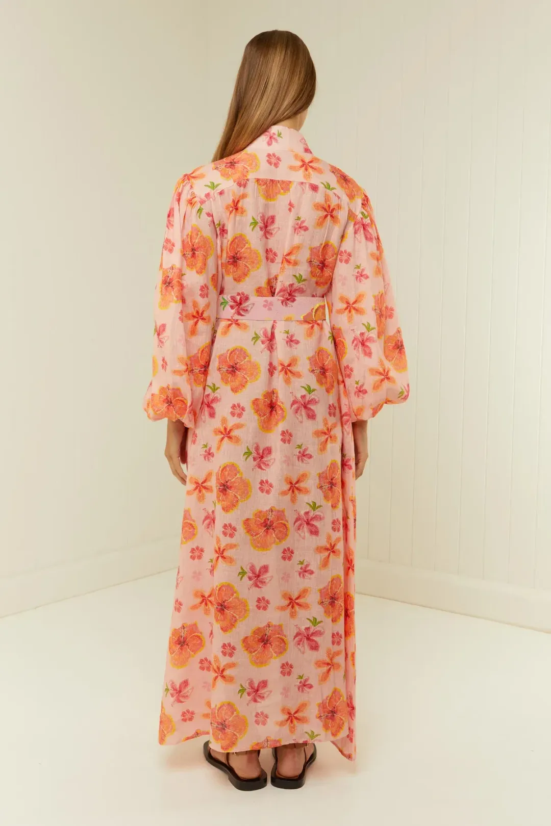 Palm Noosa Noddy Spanish Hibiscus Linen Maxi Dress Floral Size 12 for rent on The Volte - main image