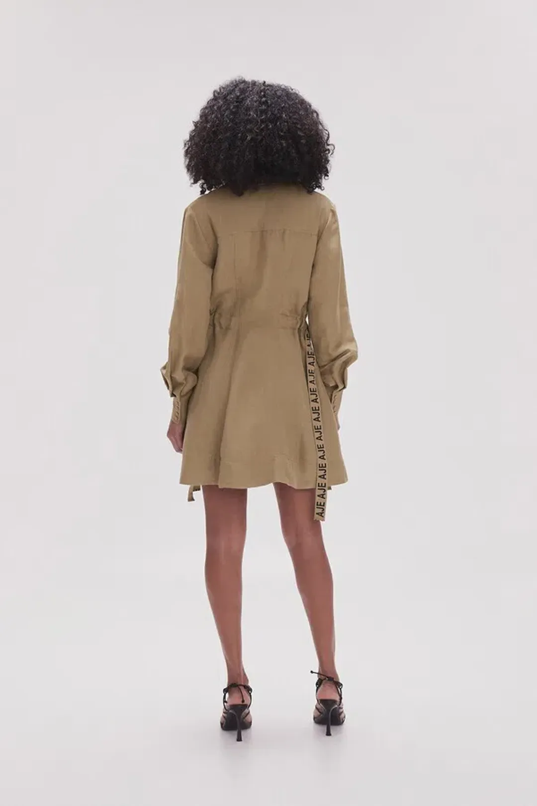 Aje Eternal Logo Mini Dress Desert Khaki Size 4 for rent on The Volte - main image