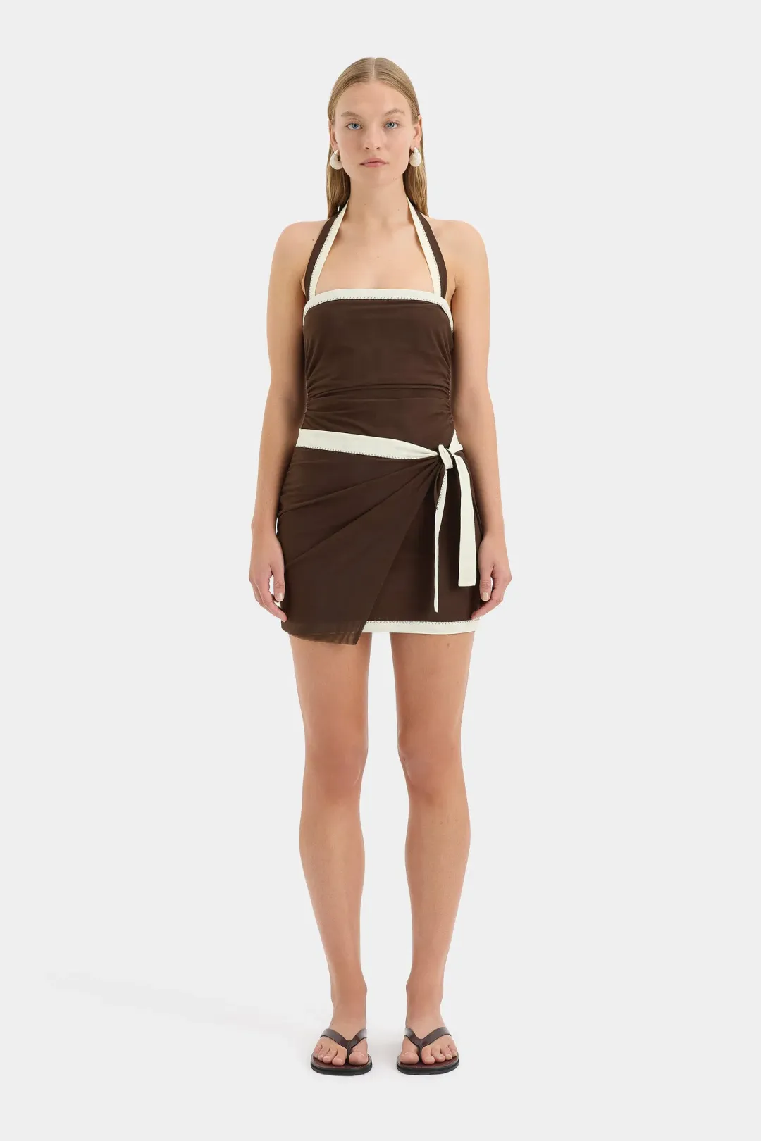 Sir the Label Jacques Mini Dress in Chocolate Size 2 (AU 10) for rent on The Volte - main image