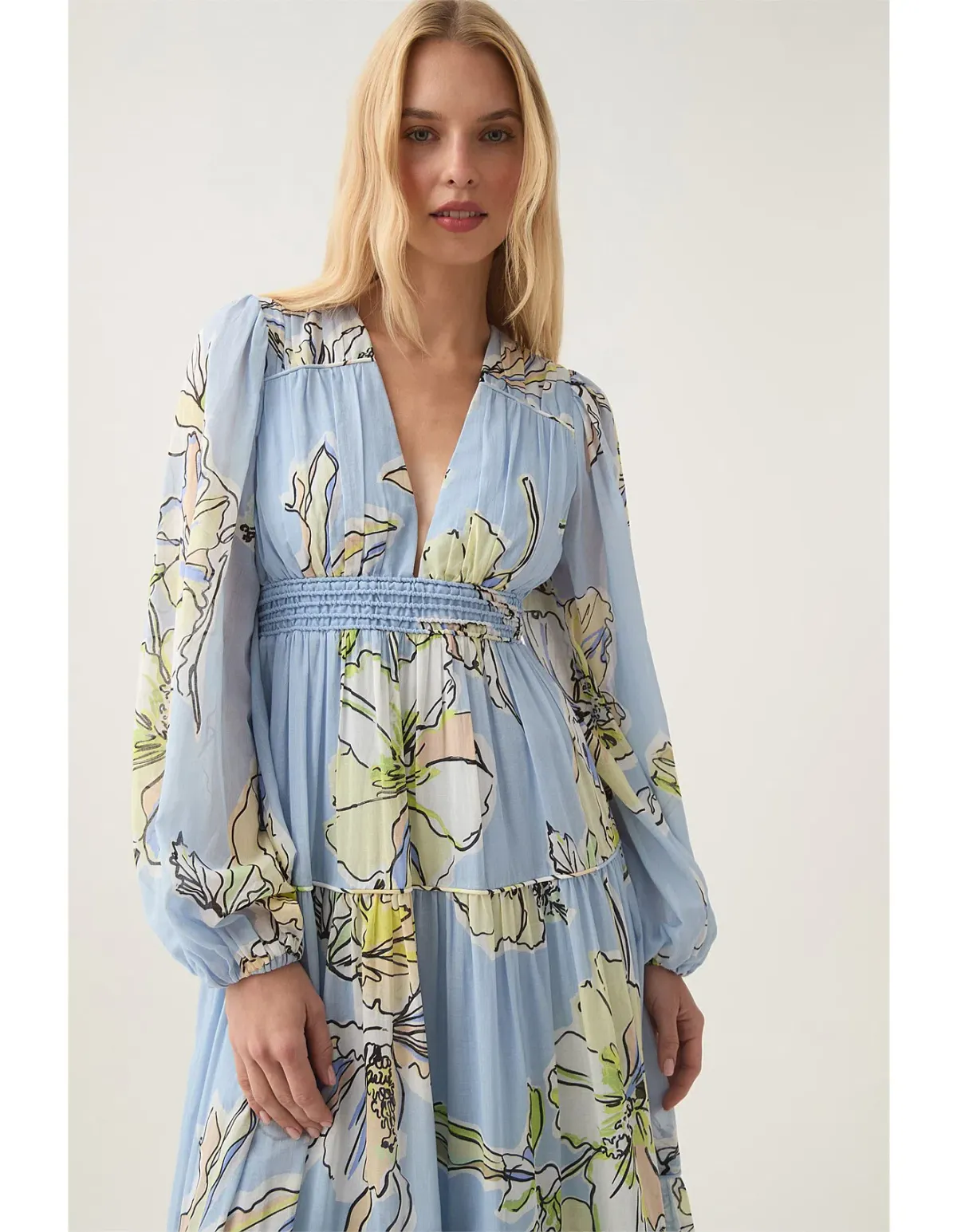 Aje Romantica Voile Maxi Dress Blue Hibiscus Size S / AU 8 - Image 2