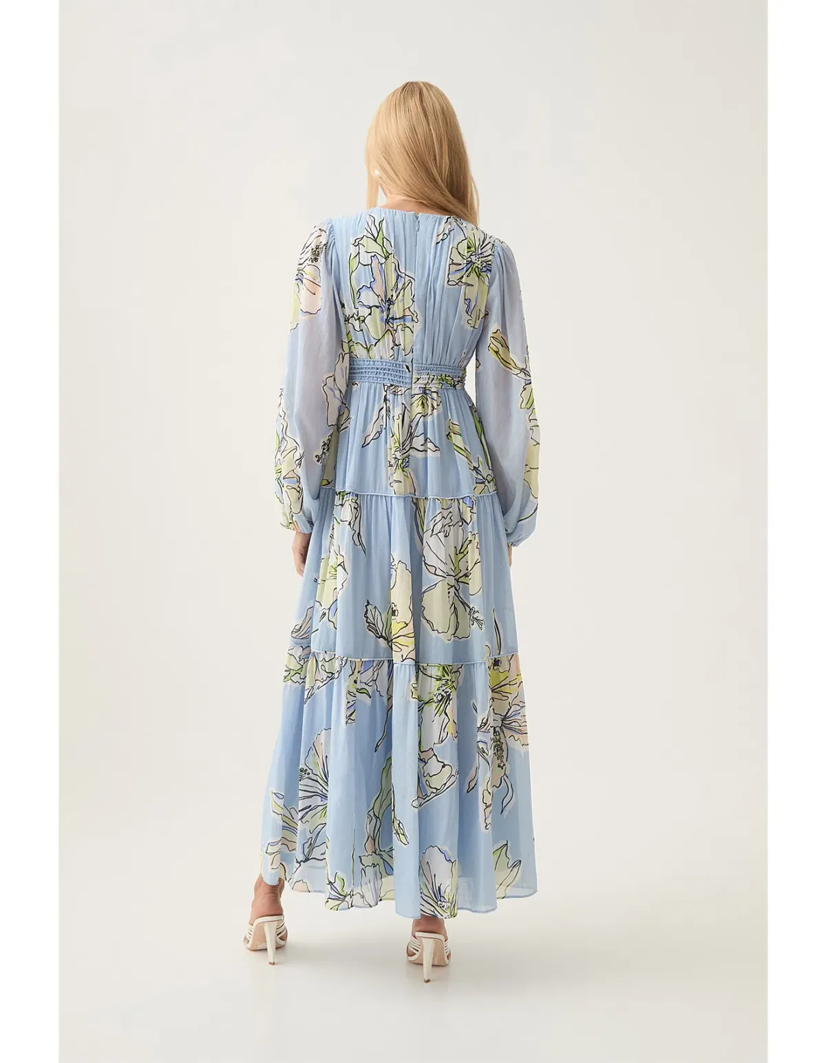 Aje Romantica Voile Maxi Dress Blue Hibiscus Size S / AU 8 - Image 3