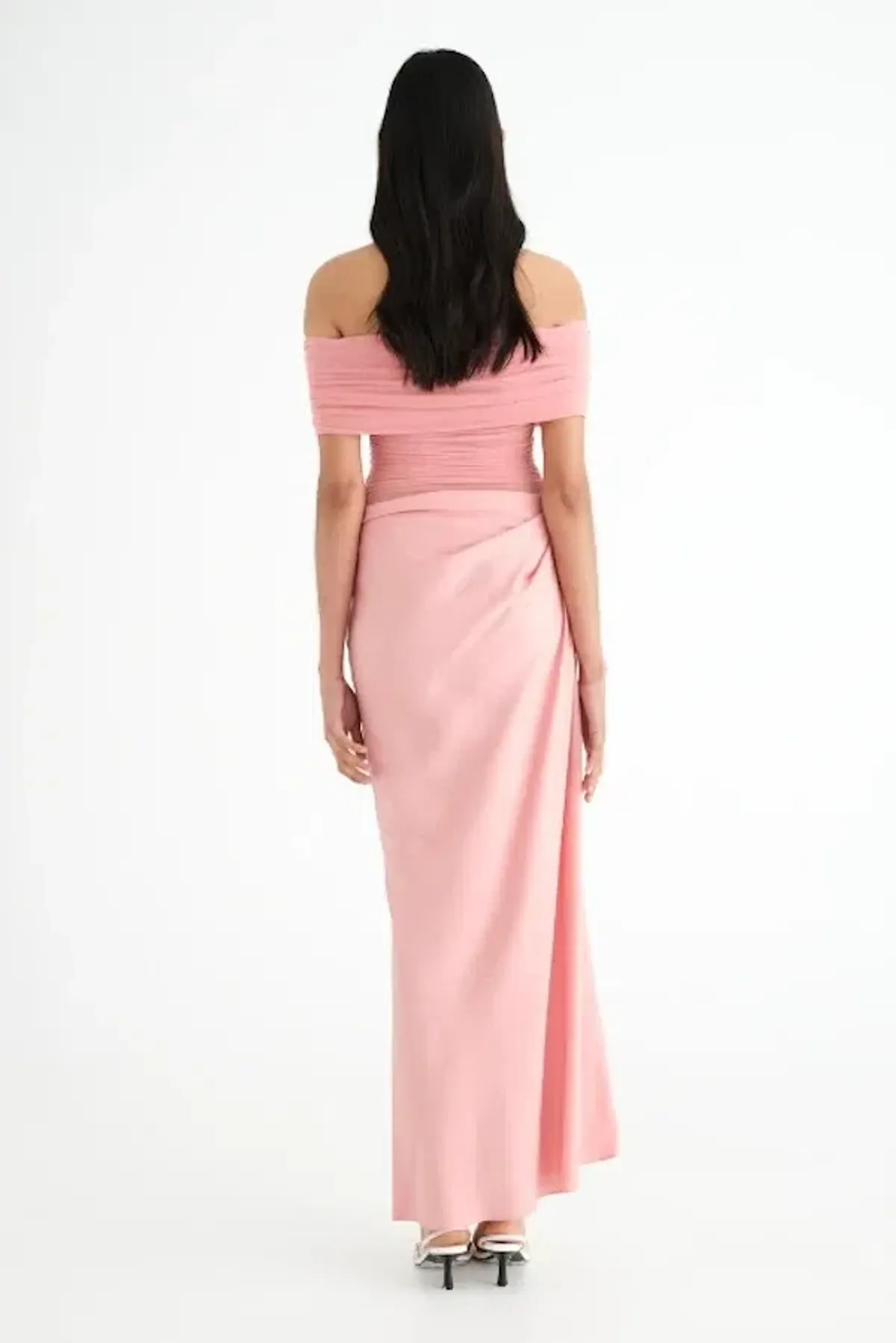 BENNI Nico Off Shoulder Maxi Dress in Candy Floss Pink Size AU 8 - Image 3
