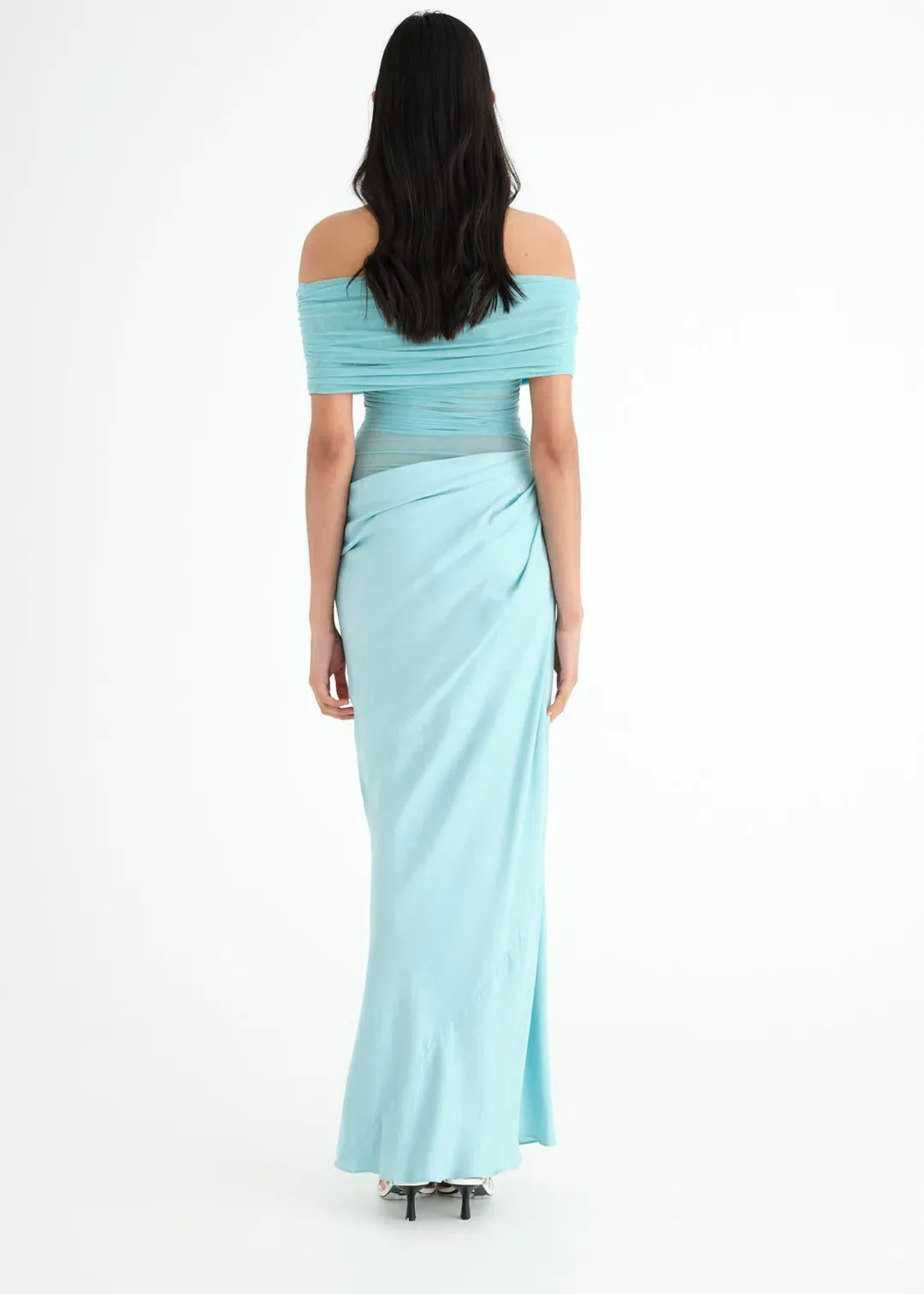 Benni Nico Off Shoulder Aquamarine Blue Size 12 for rent on The Volte - main image