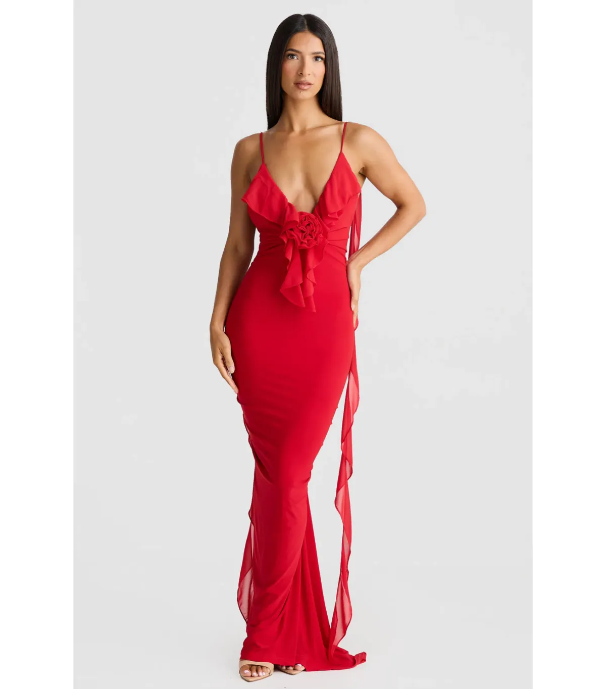 Melani The Label Red Floor Length Dress Red XS/Au 8 - Image 3