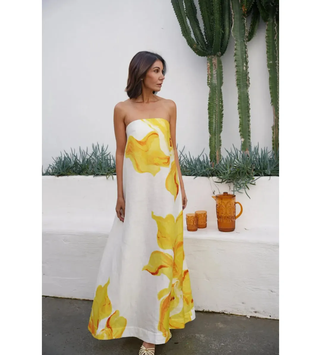 Acler Hopton Midi Dress in Ivory Calla Lily Size AU 14 for rent on The Volte - main image