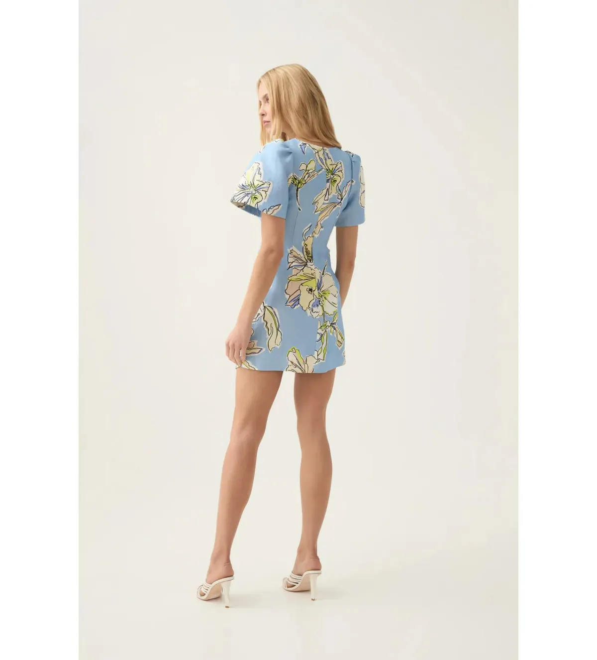 Aje Presence Twisted Mini Dress Blue Hibiscus Print Size AU 10 - Image 4