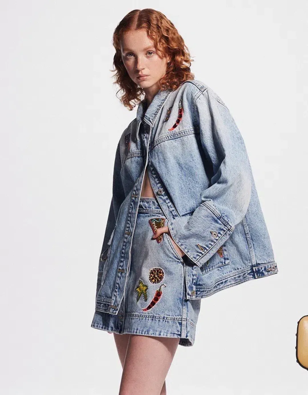 Alemais Jackpot Denim Jacket Size AU 8 and Mini Skirt Size AU 10 Blue for rent on The Volte - main image