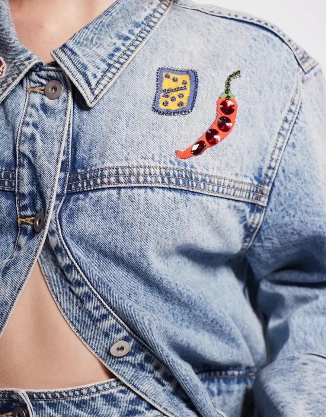 Alemais Jackpot Denim Jacket Size AU 8 and Mini Skirt Size AU 10 Blue for rent on The Volte - main image