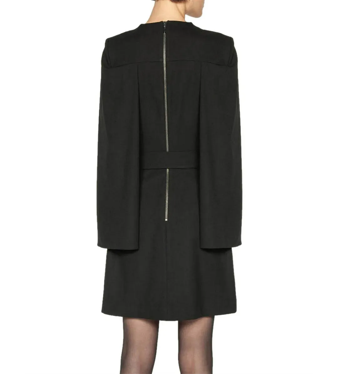 Cue Cape Sleeve Belted Dress Black Size AU 10 for rent on The Volte - main image