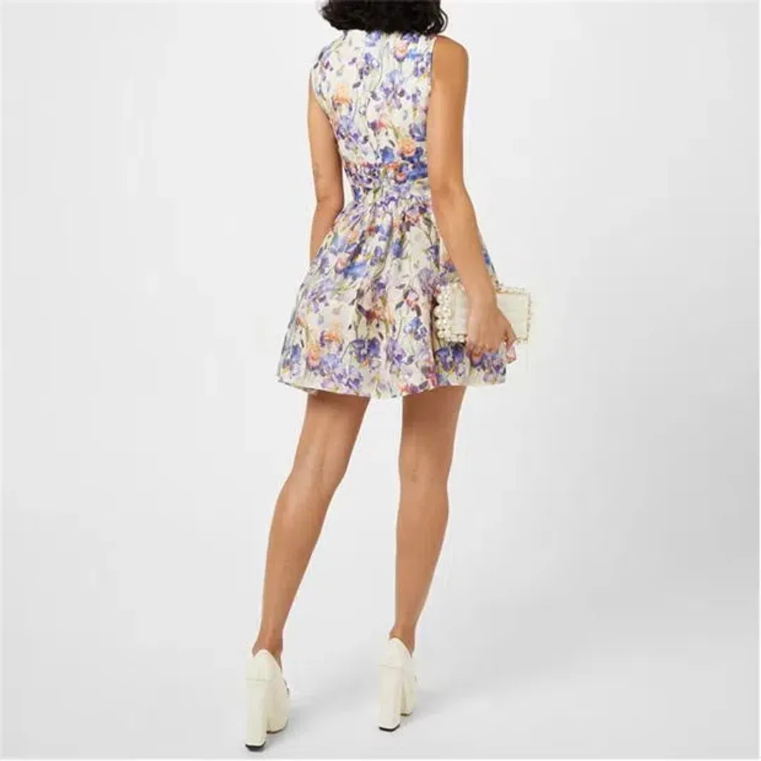 Zimmermann Tama V Neck Mini Dress in Floral Size 2 / AU 12 for rent on The Volte - main image