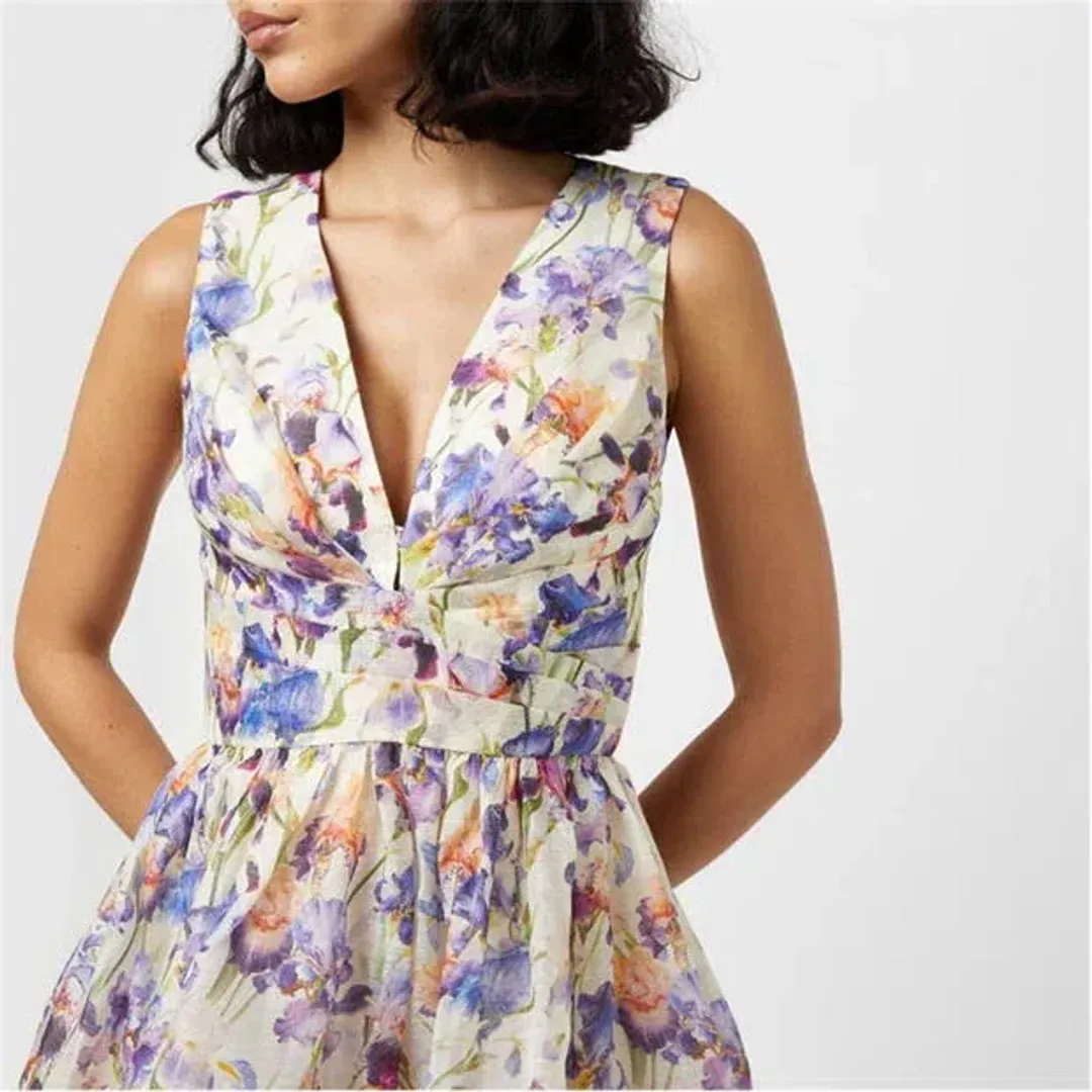 Zimmermann Tama V Neck Mini Dress in Floral Size 2 / AU 12 for rent on The Volte - main image