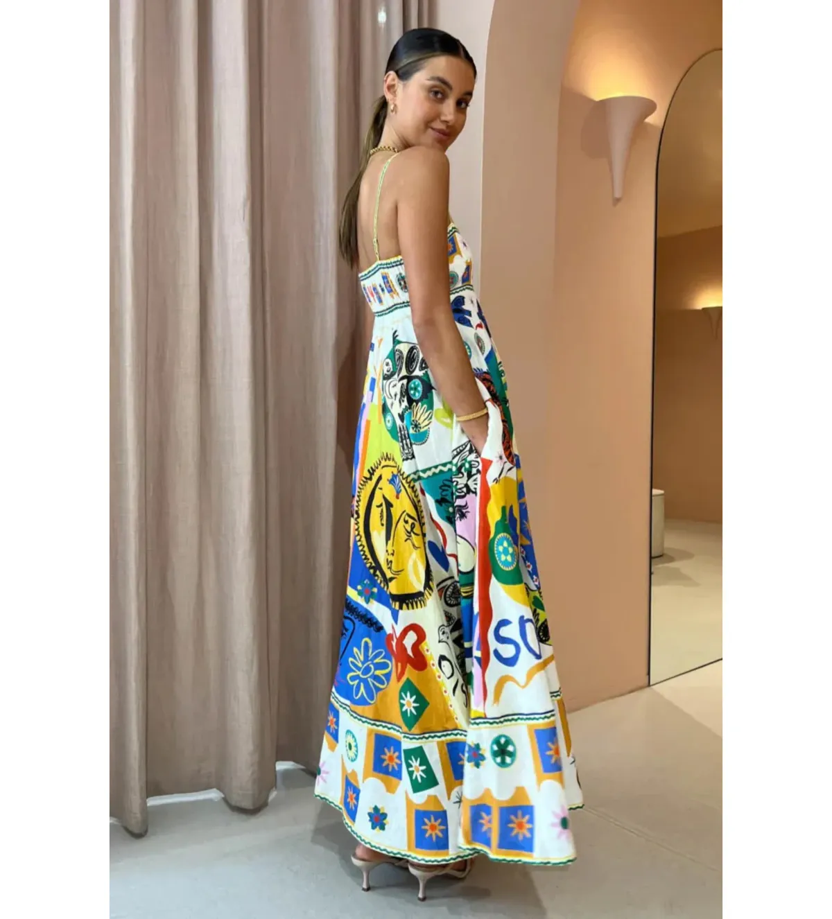 Alemais Soleil Print Maxi Sundress Multi Size AU 10 - Image 3