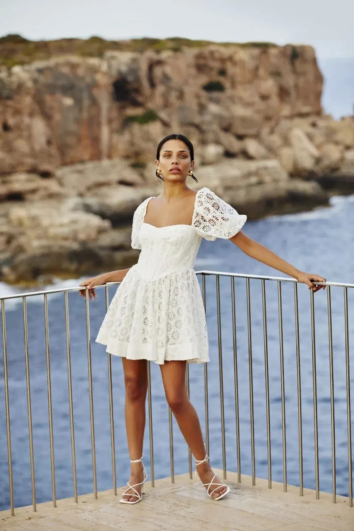 Bardot Kiah Broderie Corset Mini Dress Orchid White Size 8 - Image 1