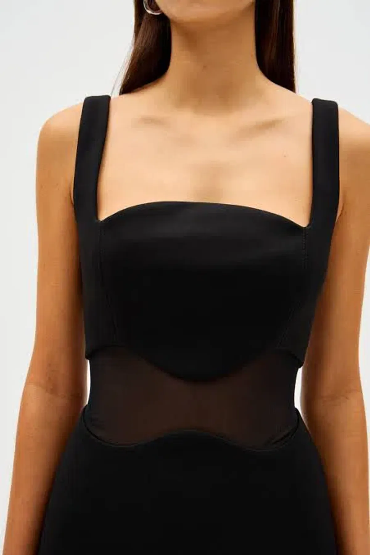 Misha Damita Crepe & Mesh Maxi Dress Black Size 10/M - Image 2