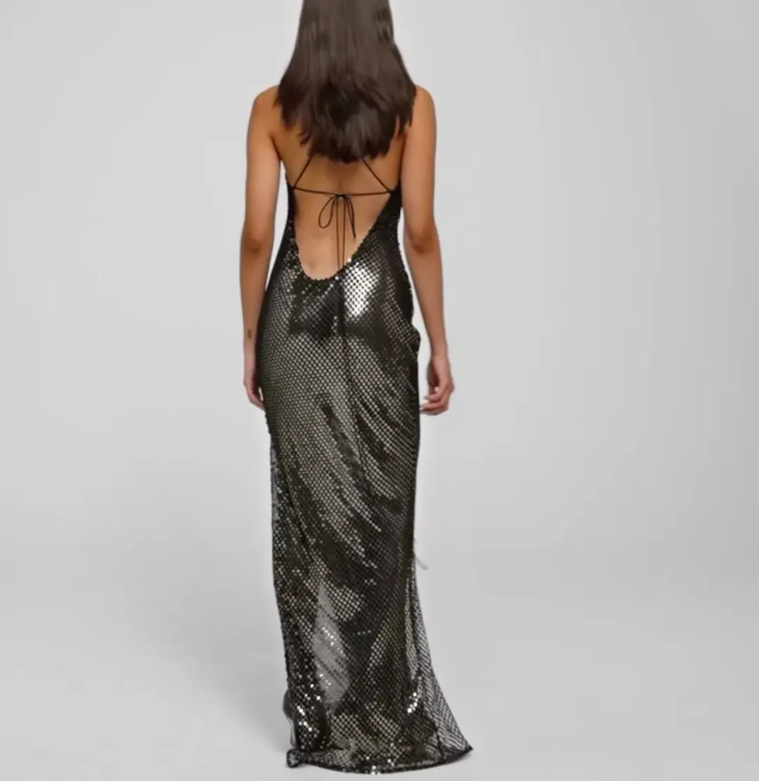 Rat & Boa Solar Maxi Dress Gown in Black with Sequin Size S / AU 8 for rent on The Volte - main image